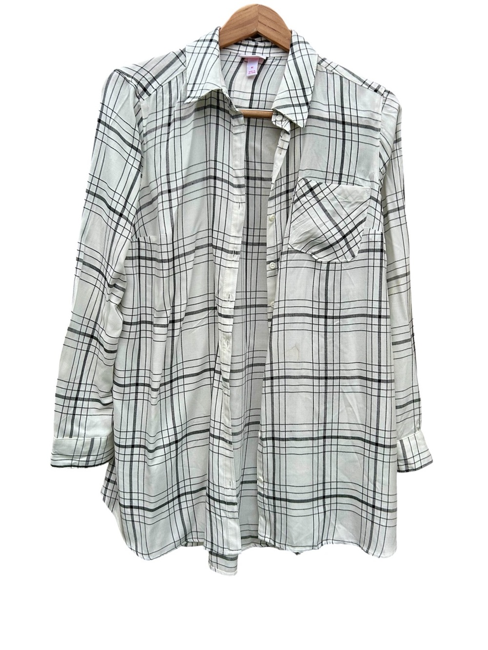 Isabel Maternity Plaid Shirt Lightweight Neutral  Sz. Medium